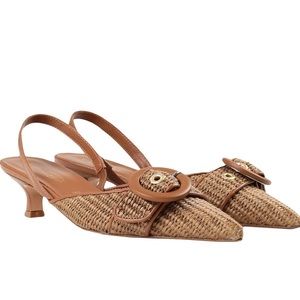 Bianca Di raffia and leather sling back shoe 40